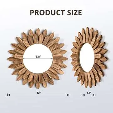 Honiway 12 Inch Rustic Wood Mirror for Stylish Decor