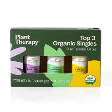Top 3 Organic Essential Oils: Lemon, Lavender, Peppermint Set