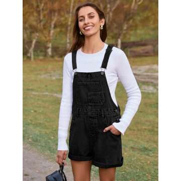 Glamaker Women's Denim Overall Shorts - Casual Summer Romper Fashion