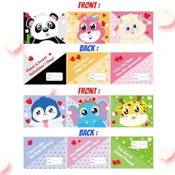 WUYEE 36 Pack Kids' Valentine Cards with Heart Glasses
