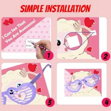 WUYEE 36 Pack Kids' Valentine Cards with Heart Glasses