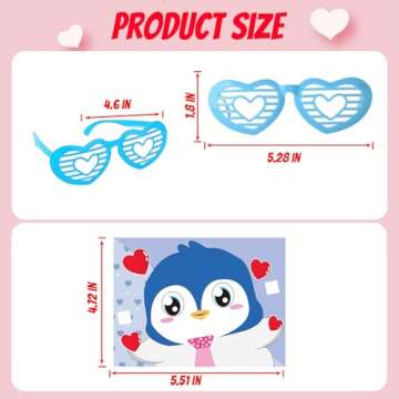 WUYEE 36 Pack Kids' Valentine Cards with Heart Glasses