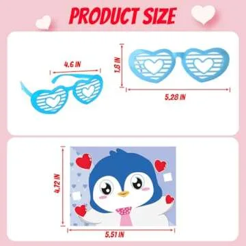 WUYEE 36 Pack Kids' Valentine Cards with Heart Glasses