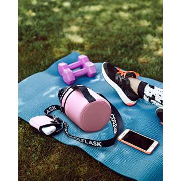 64 oz Insulated Water Bottle with Straw & Sleeve, Coolflask Half Gallon Water Jug 3 Lids Stainless Steel Metal Multifunctional Flask, Keep 48H Cold 24H Hot, Compact OOTD Yoga/Gym Bottle, Pink