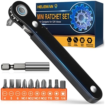 Right Angle Screwdriver Stocking Stuffers - Mini Ratcheting 90 Degree Offset Screwdriver Bit Set EDC...