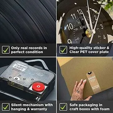 KingLive Dinosaur LED Record Wall Clock | 12'' Jurassic Park Art Vinyl Wall Clock Gift | Room Modern Home Record Vintage Decoration | Dinosaur Decor Wall for Kids Bedroom Wall Decoration