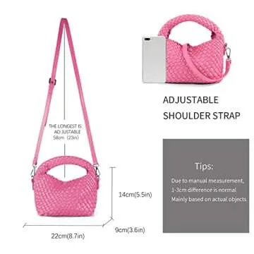 Stylish Women Woven Tote Crossbody Bag in Pink