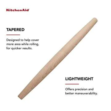 KitchenAid Maplewood French Rolling Pin for Precision Baking