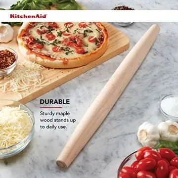 KitchenAid Maplewood French Rolling Pin for Precision Baking