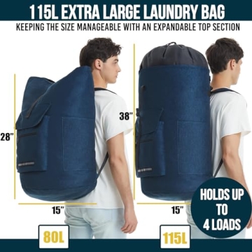 Heavy Duty Laundry Backpack 115L with Straps for Dorms