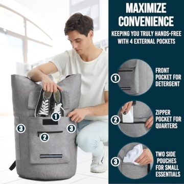 Heavy Duty Laundry Backpack 115L with Straps for Dorms