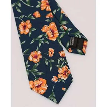 WITZROYS Cotton Floral Skinny Tie Set for Weddings