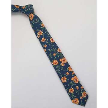 WITZROYS Cotton Floral Skinny Tie Set for Weddings