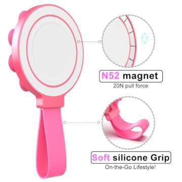 Suction Mount for Magsafe - Magnetic Suction Cup Phone Mount for iPhone, Strong N52 Magnets & Silicone Grip for Hands-Free Cell Phone Accessory Holder or Selfies and Tiktok Videos, Creator and Sharer