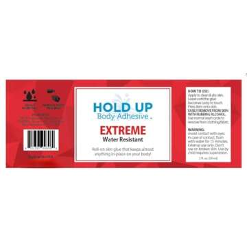 Hold Up Body Adhesive Extreme - Body Glue for Dancers, Butt Glue for Dancers, Roll On Skin Adhesive for Compression Stockings, Sock Glue, Clothing, Costume, Fashion, Dance, 2 oz. Bottle