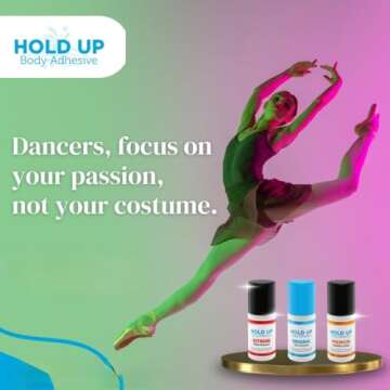 Hold Up Body Adhesive Extreme - Body Glue for Dancers, Butt Glue for Dancers, Roll On Skin Adhesive for Compression Stockings, Sock Glue, Clothing, Costume, Fashion, Dance, 2 oz. Bottle
