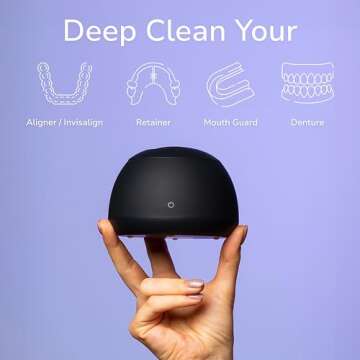 Zima Dental Pod | Jet Black | Ultrasonic Retainer Cleaner Machine | Aligner, Nightguard, Mouth Guard, Denture Cleaner | Oral Dental Care FSA HSA Approved