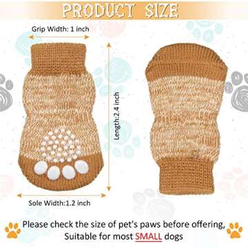 Frienda 8 Pieces Anti-Slip Dog Socks Non Skid Knit Dogs Socks Rubber Sole Traction Control Pet Paw P...