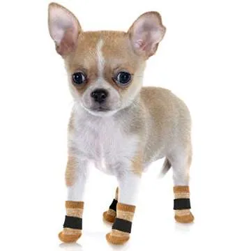 Frienda 8 Pieces Anti-Slip Dog Socks Non Skid Knit Dogs Socks Rubber Sole Traction Control Pet Paw Protectors for Pet Indoor Wear with 78 Inch Hook and Loop