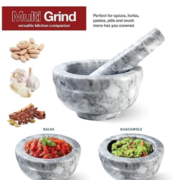 Sagler Mortar and Pestle Set - Marble Spice Crusher Tool