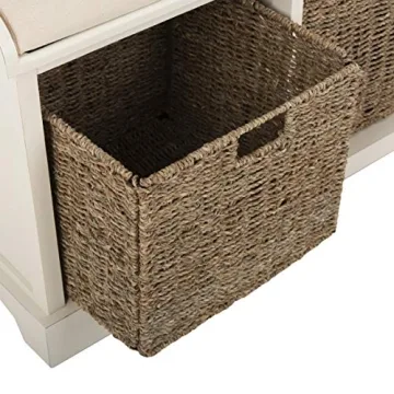 Versatile SAFAVIEH Lonan Grey & White Wicker Storage Bench