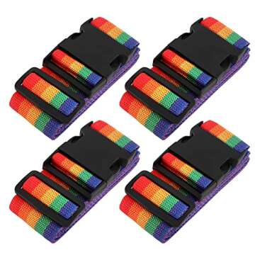 LVAINIT (Pack of 4) Adjustable Luggage Straps, Wide Travel Secure Belt for Suitcase with Name ID Car...