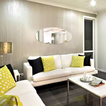 Fluxxus Irregular Mirror for Wall, Large 43"x16" Asymmetrical Mirror Irregular Shaped Frameless Mirror for Living Room Bathroom Bedroom Entryway Modern Home Decor Mirror