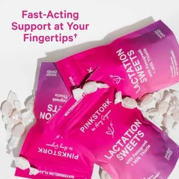 Pink Stork Lactation Sweets Supplement, Breastfeeding Snacks with Fenugreek and Milk Thistle to Support Breast Milk Supply - 30 Watermelon Candy Drops (Packaging May Vary)