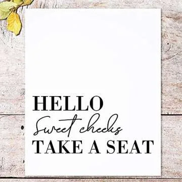Hello Sweet Cheeks Take A Seat Print Bathroom Wall Decor Bathroom Prints Toilet Sign Wall Art Home D...