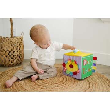 Genius Baby Toys Surprise Box for Baby - What's Inside Box with 8 Sensory Toys for Baby, 7" Square Cube - Deluxe, Perfect Size for Small Hands
