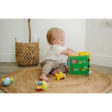 Genius Baby Toys Surprise Box for Baby - What's Inside Box with 8 Sensory Toys for Baby, 7" Square Cube - Deluxe, Perfect Size for Small Hands