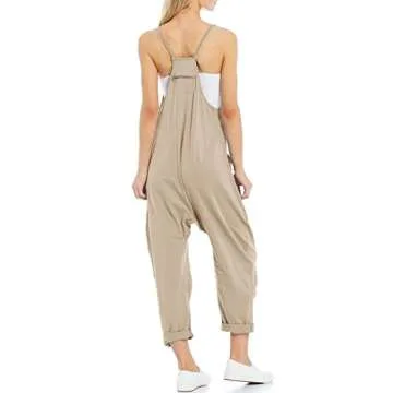 Tongmingyun Womens Casual Sleeveless Jumpsuits Spaghetti Strap Loose Romper Long Pants with Pockets