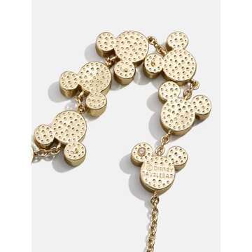 BaubleBar Disney Pull-Tie Bracelet - 14kt Gold-Plated Bracelet, Licensed Disney Jewelry for Women, Eternity-Style Bracelet, Dainty Chain Bracelet - Mickey Mouse