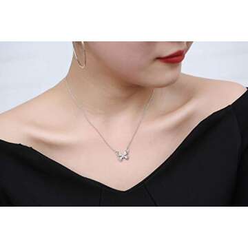 Ascona Silver Butterfly Necklaces for Women Dainty Simple Butterfly Pendant Necklace Christmas Mother’s Day Valentines Day Gifts for Her