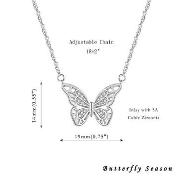 Ascona Silver Butterfly Necklaces for Women Dainty Simple Butterfly Pendant Necklace Christmas Mother’s Day Valentines Day Gifts for Her