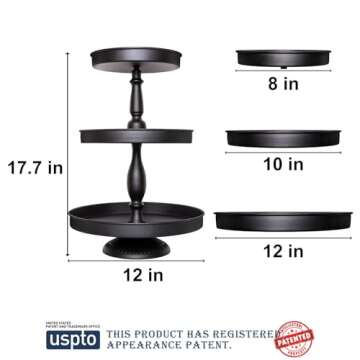 3 Tier Tiered Serving Tray Stand, Cupcake Stands for 50 Cupcakes Black Cupcake Stand Cupcake Tower D...