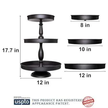 3 Tier Tiered Serving Tray Stand, Cupcake Stands for 50 Cupcakes Black Cupcake Stand Cupcake Tower D...