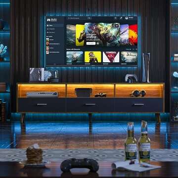 63-Inch LED TV Cabinet with Adjustable Lights - Modern Media Console