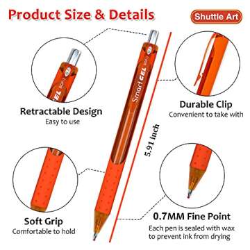 Shuttle Art 20 Color Gel Pens for Smooth Writing