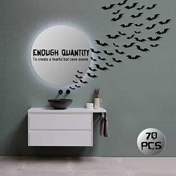 CESOF Halloween Bats Wall Decor - 3D Matte Black Bats Set