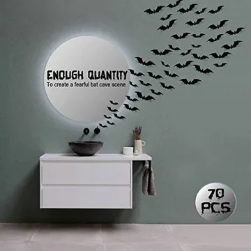 CESOF Halloween Bats Wall Decor - 3D Matte Black Bats Set