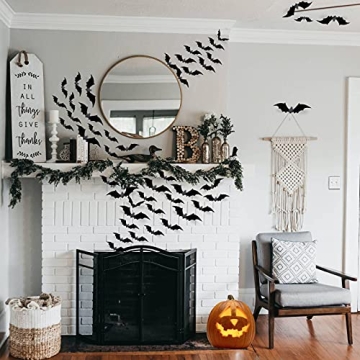 CESOF Halloween Bats Wall Decor - 3D Matte Black Bats Set