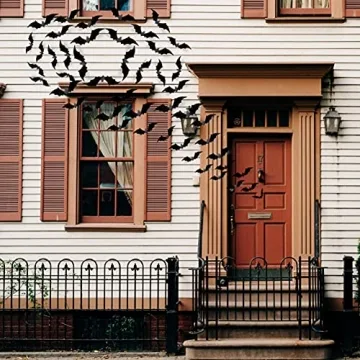 CESOF Halloween Bats Wall Decor - 3D Matte Black Bats Set
