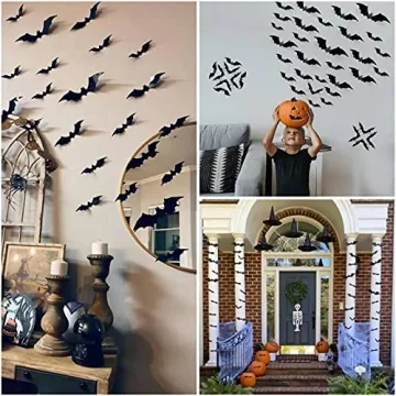 CESOF Halloween Bats Wall Decor - 3D Matte Black Bats Set