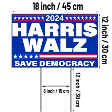 Harris Walz 2024 Yard Sign | Save Democracy