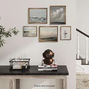 Boho Art Deco Victoria Picture Bathroom - Rustic French Country Wall Art Decor - Modern Farmhouse Kitchen Poster Print Set - Aesthetic Vintage Landscape - Sea Ocean Coastal Sail Boat Lake Cloud Cabin