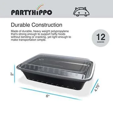 PARTYHIPPO Small Meal Prep Containers - 12 Pack of 12 OZ BPA Free, Stackable, Microwave/Dishwasher S...