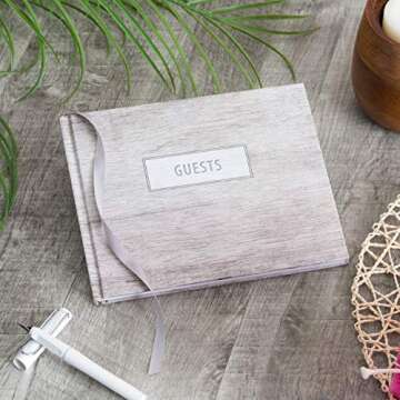 Global Printed Products Wedding Guest Book, 9"x7", Grey Wood