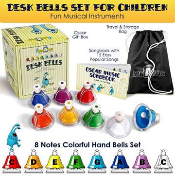 MINIARTIS Desk Bells for Kids | Educational Music Toys for Toddlers 8 Notes Colorful Hand Bells Set ...