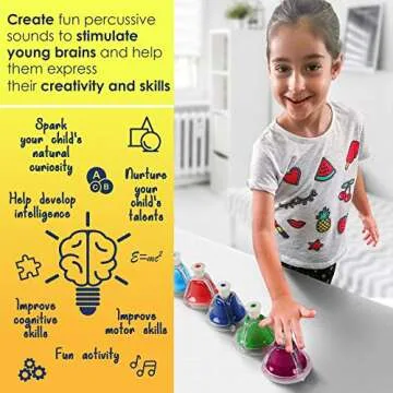 MINIARTIS Desk Bells for Kids | Educational Music Toys for Toddlers 8 Notes Colorful Hand Bells Set | Kids Musical Instrument with 15 Songbook | Great Birthday Gift for Children